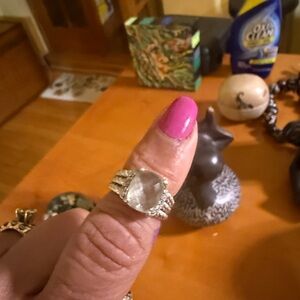David Yurman Silver Ring with Clear Gemstone